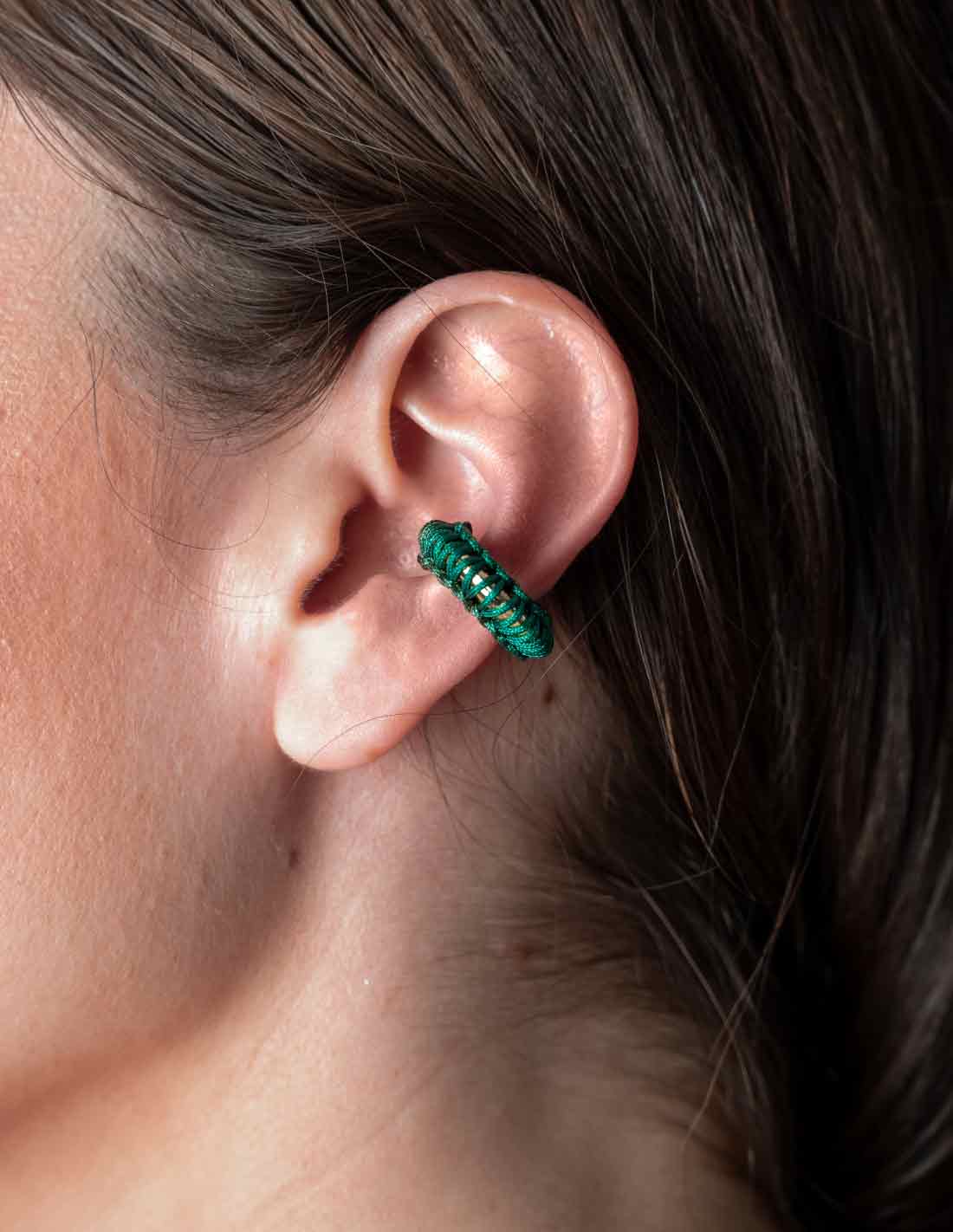 Luna Llena Ear Cuff Green - Ear Cuff - Entreaguas Wearable Art
