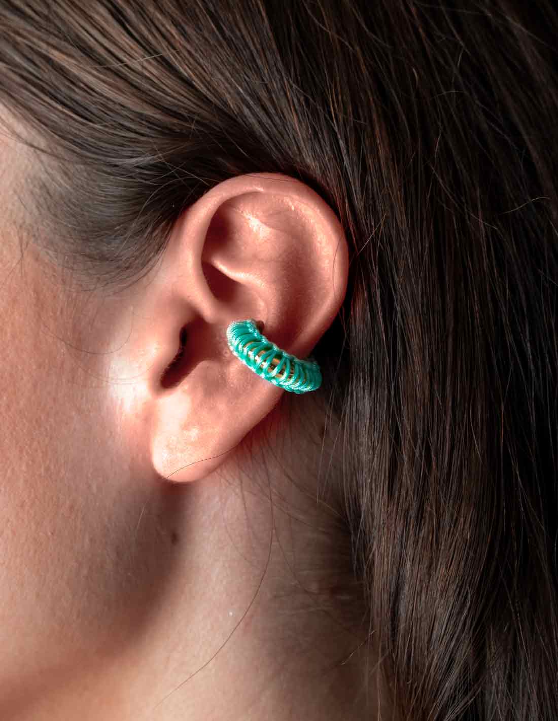 Luna Llena Ear Cuff Mint Green - Ear Cuff - Entreaguas Wearable Art