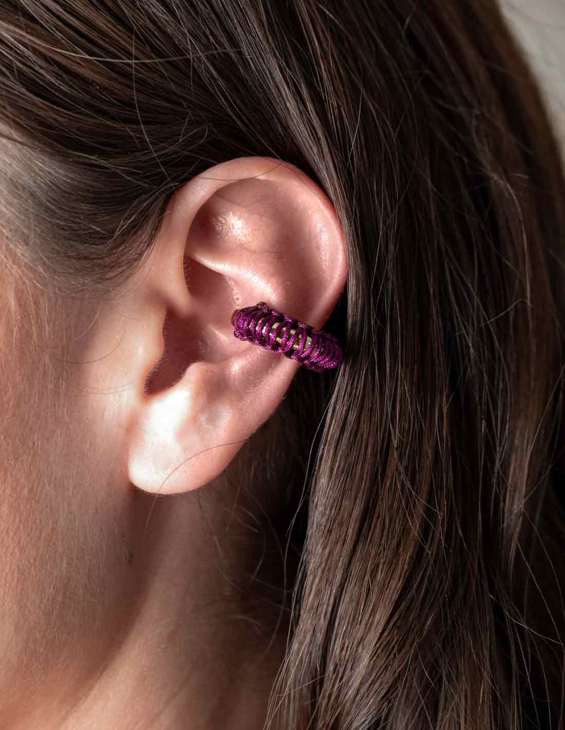 Luna Llena Ear Cuff Purple - Ear Cuff - Entreaguas Wearable Art