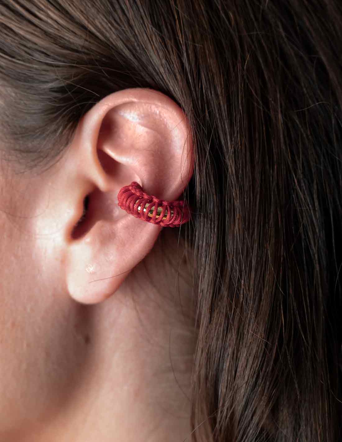 Luna Llena Ear Cuff Red - Ear Cuff - Entreaguas Wearable Art