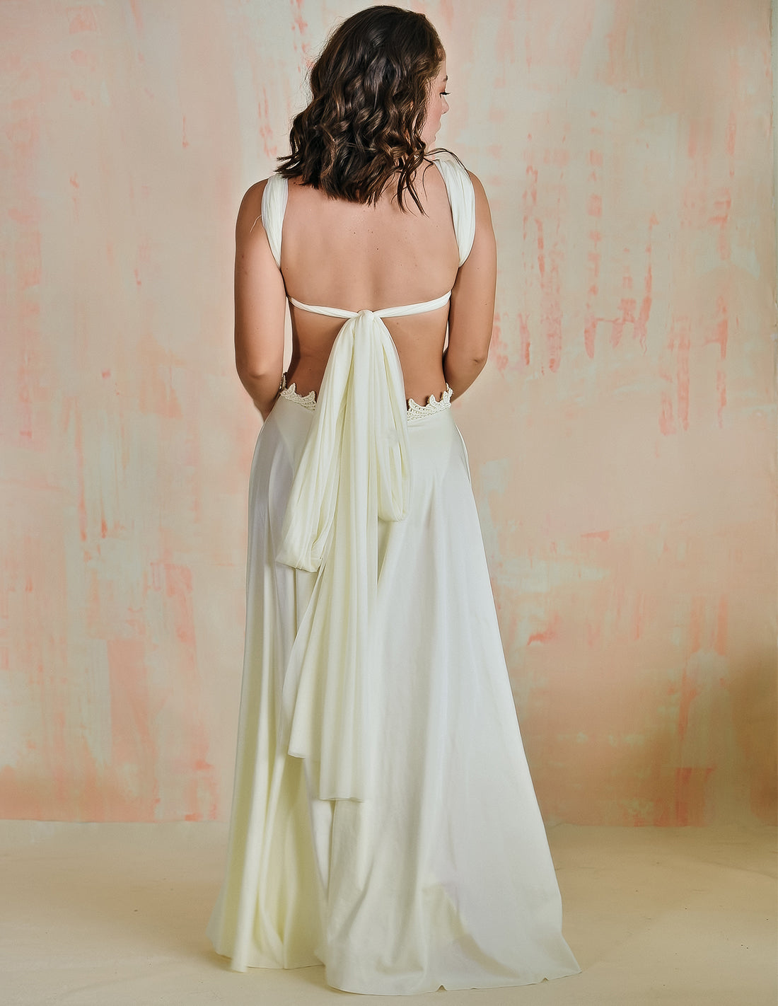 Wings Dress Ivory. Dress With Hand Woven Macramé In Ivory. Entreaguas