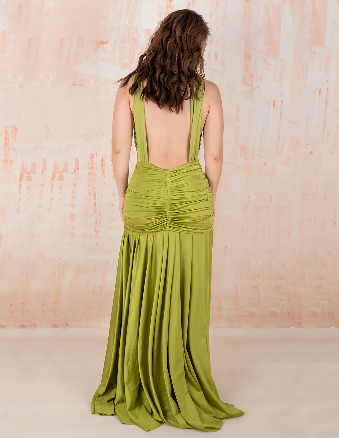 Tresser Dress Lime Green. Hand-Dyed Dress In Lime Green. Entreaguas