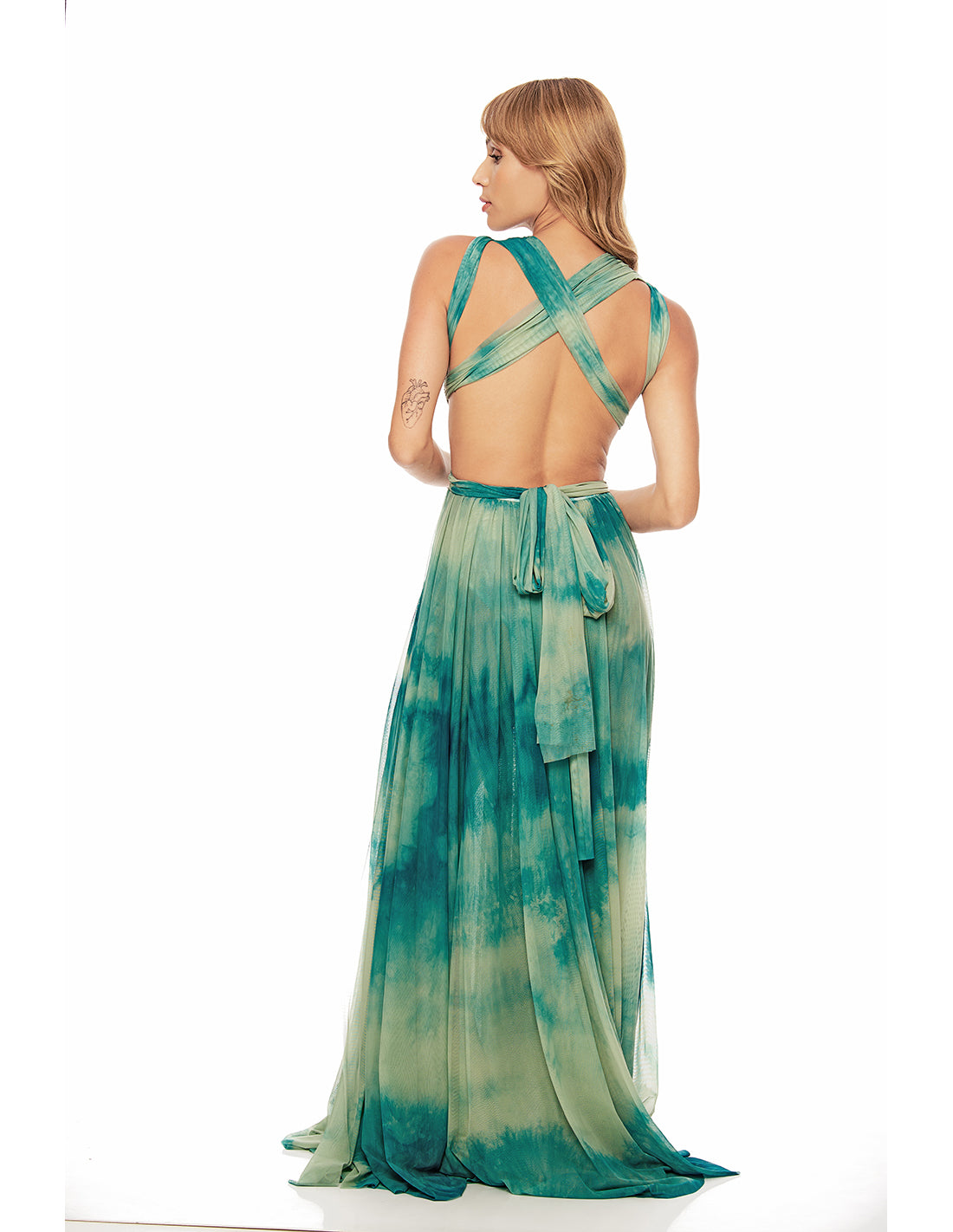 Hydra Dress Aqua Stain. Hand-Dyed Dress In Aqua Stain. Entreaguas